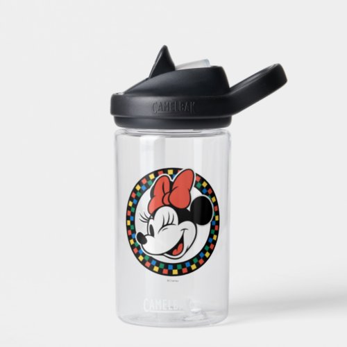 Classic Retro Minnie Mouse Colored Checkered Water Bottle