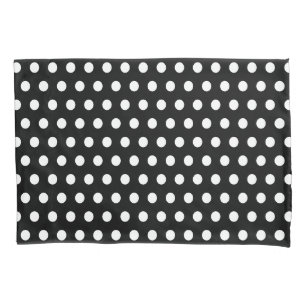 Classic Retro Polka Dots Black and White Pillow Case