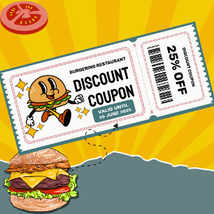 Classic Retro Quirky Cartoon Burger Character Rack Card