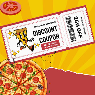 Classic Retro Quirky Cartoon Pizza Character Rack Card