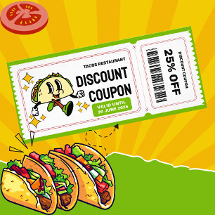 Classic Retro Quirky Cartoon Taco Rack Card