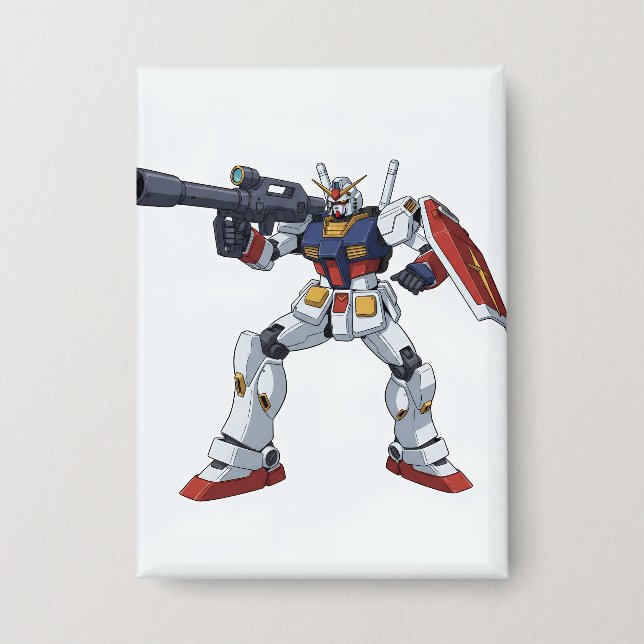 Classic Retro RX-78-2 Gundam Mecha Anime Illustrat Button (Front)