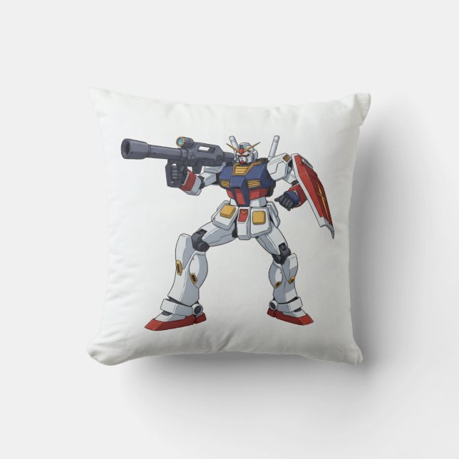 Classic Retro RX-78-2 Gundam Mecha Anime Illustrat Throw Pillow (Front)