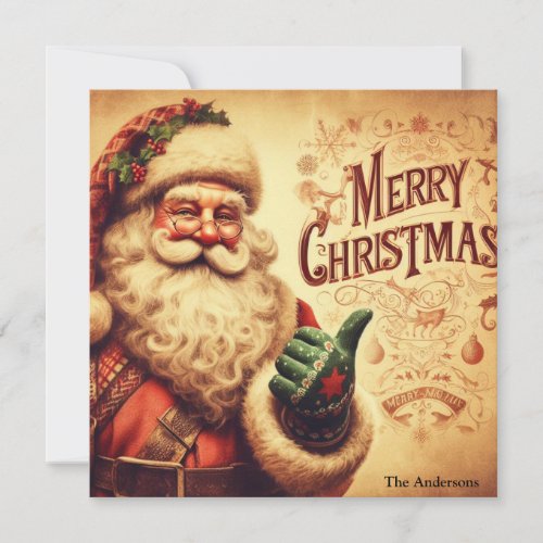 Classic Retro Santa Claus Merry Christmas Holiday Card