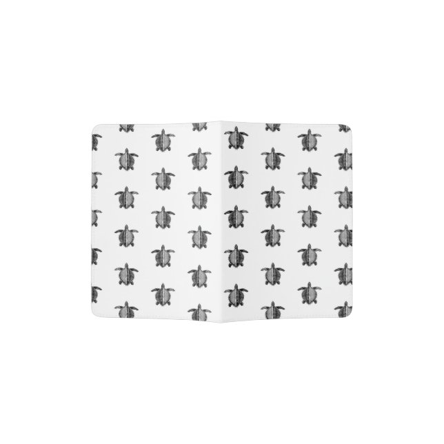 Classic Retro Sea Turtles Art Pattern Ocean Themed Passport Holder (Opened)