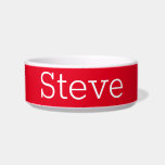 Classic Retro Solid Color Red Custom Name Pet Bowl<br><div class="desc">Simple Solid Color Red Custom Name Pet bowl. Font can be changed by clicking the "Edit Design" button.</div>