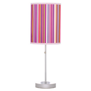 Classic Retro Stripe Pattern Trendy Pink Purple Table Lamp