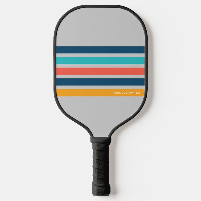 Classic Retro Stripes Personalized Text Pickleball Pickleball Paddle (Front)
