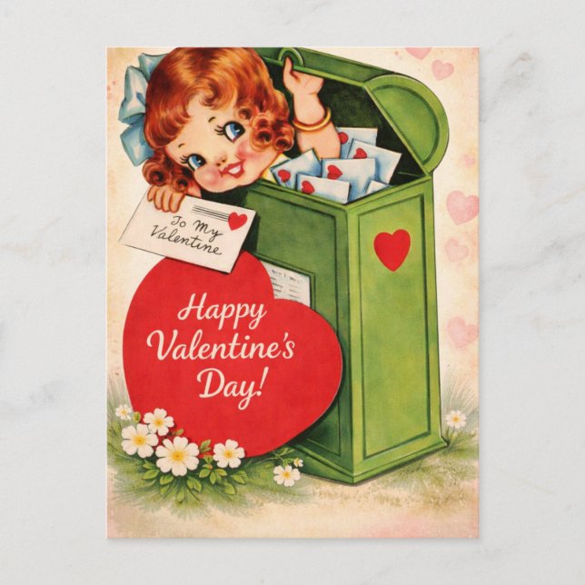 Classic Retro Style Valentine’s Postcard  (Front)