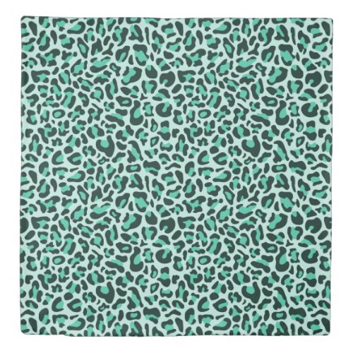 Classic Retro Teal Blue Leopard Print Duvet Cover