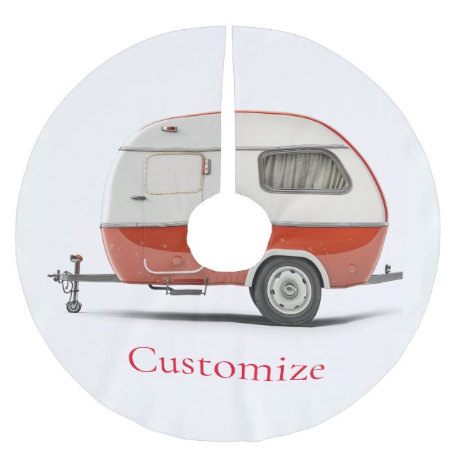 Classic Retro Teardrop Camper Thunder_Cove Brushed Polyester Tree Skirt (Front)