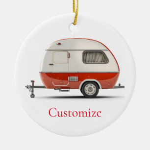 Classic Retro Teardrop Camper Thunder_Cove Ceramic Ornament