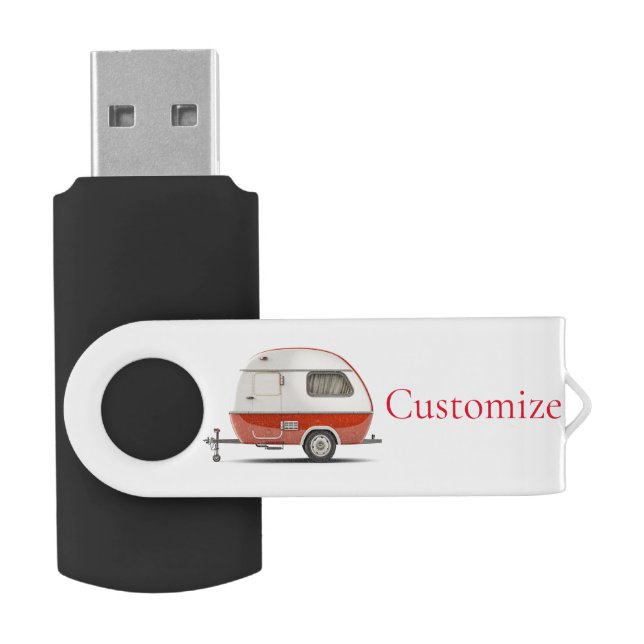 Classic Retro Teardrop Camper Thunder_Cove Flash Drive (Opened)