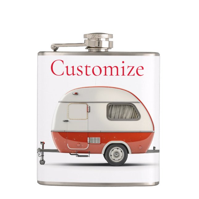 Classic Retro Teardrop Camper Thunder_Cove Flask (Front)