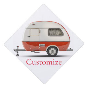 Classic Retro Teardrop Camper Thunder_Cove Graduation Cap Topper