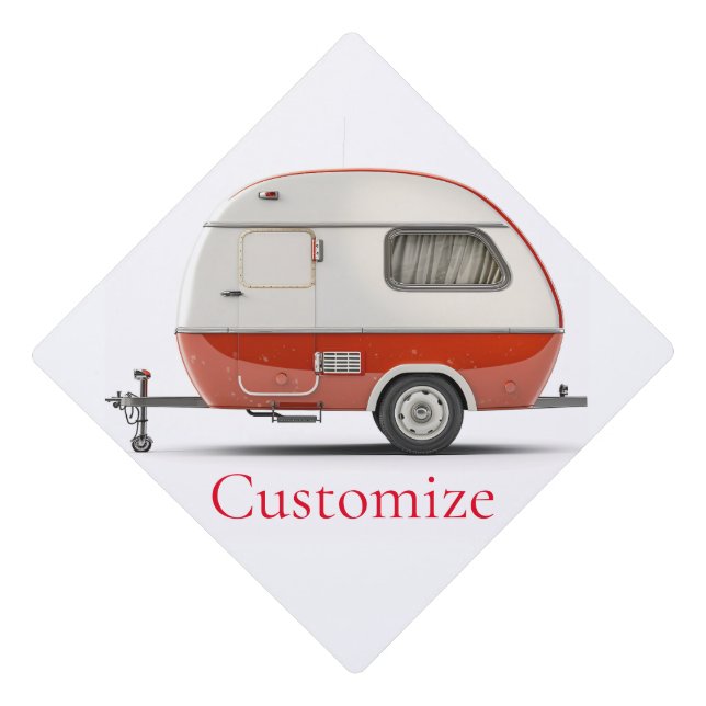 Classic Retro Teardrop Camper Thunder_Cove Graduation Cap Topper (Front)