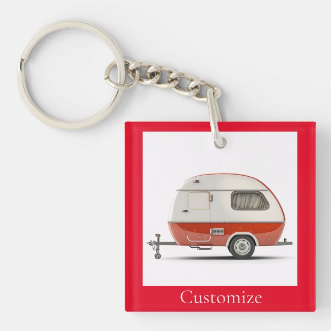 Classic Retro Teardrop Camper Thunder_Cove Keychain (Front)