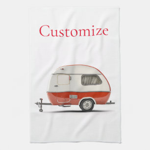 Classic Retro Teardrop Camper Thunder_Cove Kitchen Towel