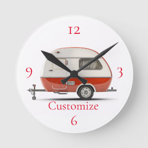 Classic Retro Teardrop Camper Thunder_Cove Round Clock