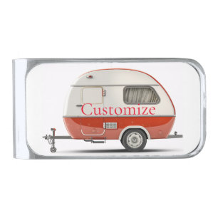 Classic Retro Teardrop Camper Thunder_Cove Silver Finish Money Clip