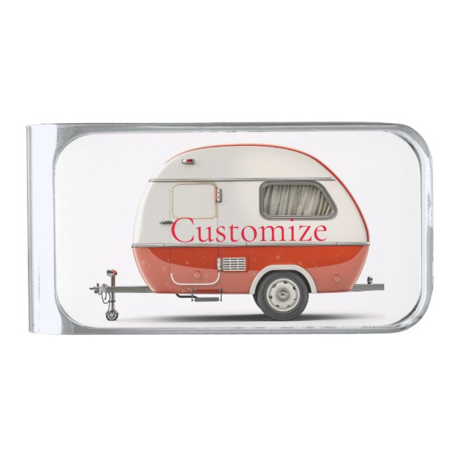Classic Retro Teardrop Camper Thunder_Cove Silver Finish Money Clip (Front)