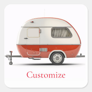 Classic Retro Teardrop Camper Thunder_Cove Square Sticker