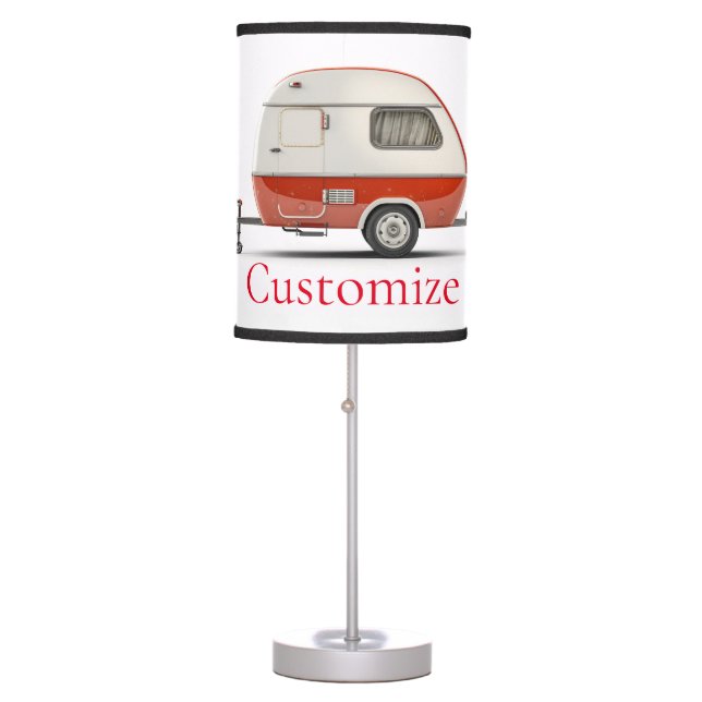 Classic Retro Teardrop Camper Thunder_Cove Table Lamp (Front)