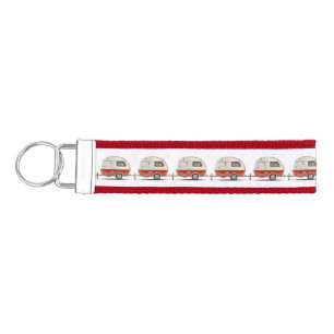 Classic Retro Teardrop Camper Thunder_Cove Wrist Keychain