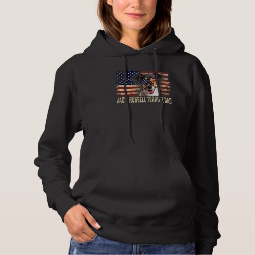 Classic Retro Usa Flag Jack Russell Terrier Dad Fa Hoodie
