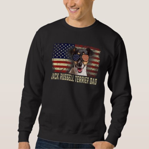 Classic Retro Usa Flag Jack Russell Terrier Dad Fa Sweatshirt