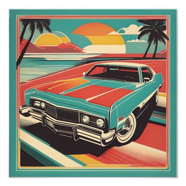 Classic retro vintage car poster (Front)