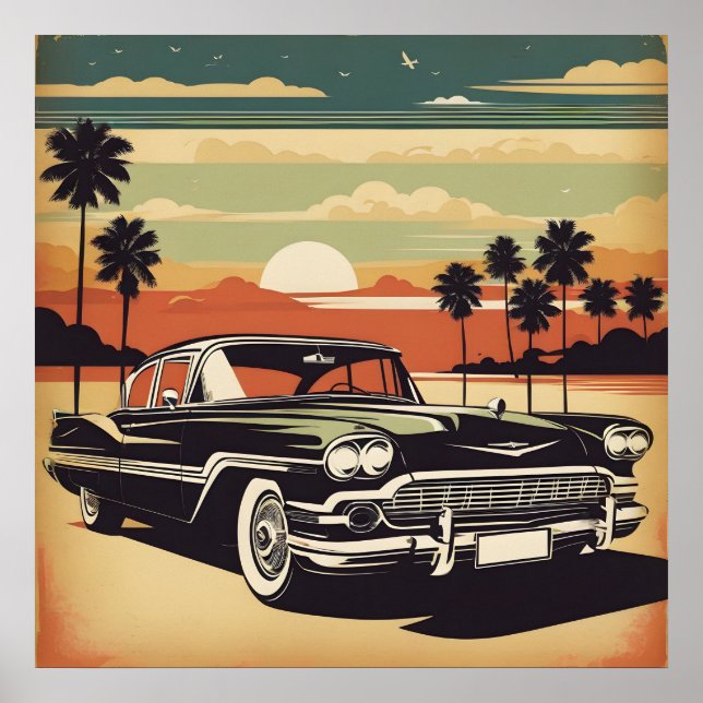 Classic retro vintage car poster (Front)