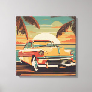 Classic retro vintage car poster canvas print