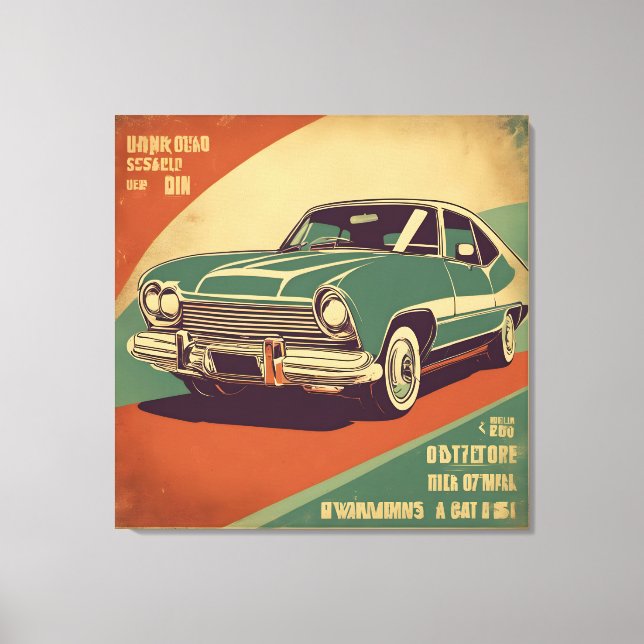 Classic retro vintage car poster canvas print (Front)