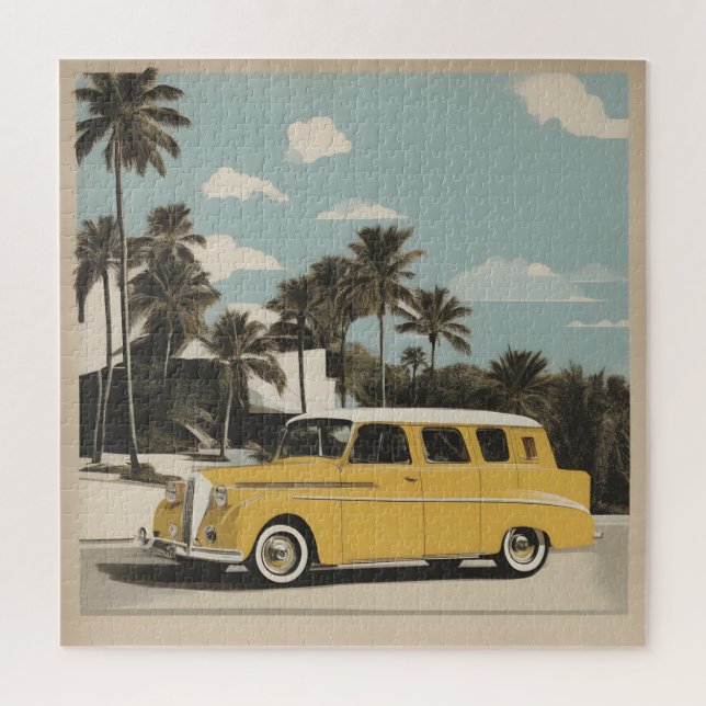 Classic retro vintage car poster jigsaw puzzle (Vertical)