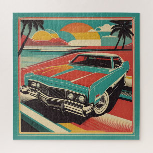 Classic retro vintage car poster jigsaw puzzle