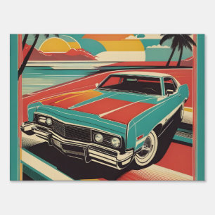 Classic retro vintage car poster sign