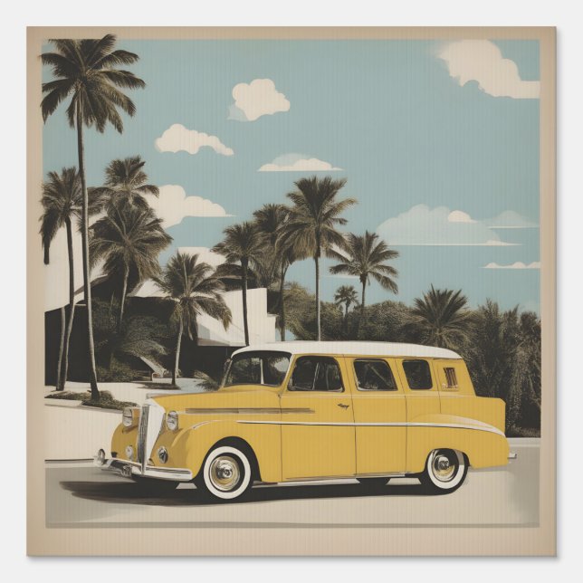 Classic retro vintage car poster sign (Front)