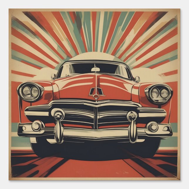 Classic retro vintage car poster sign (Front)