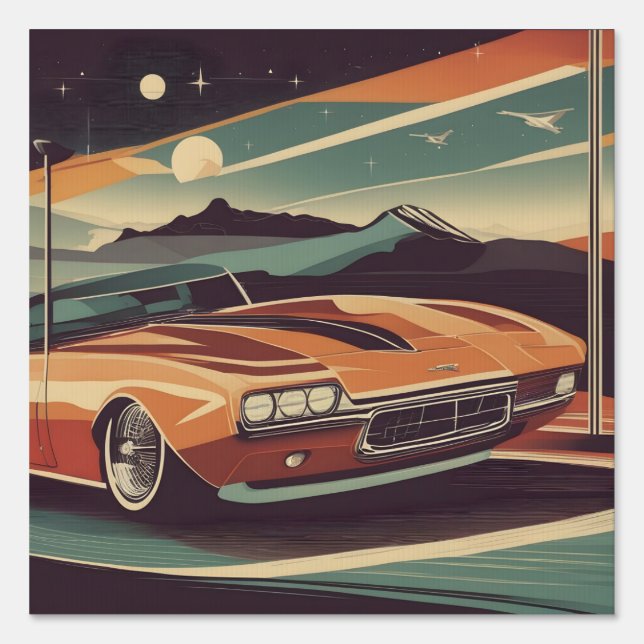 Classic retro vintage car poster sign (Front)