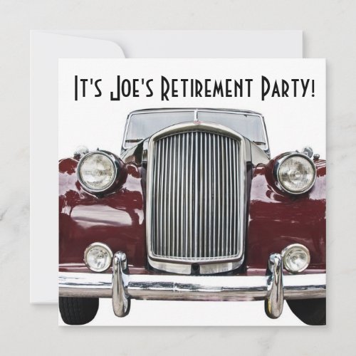 Classic Retro Vintage Car Retirement or Birthday  Invitation