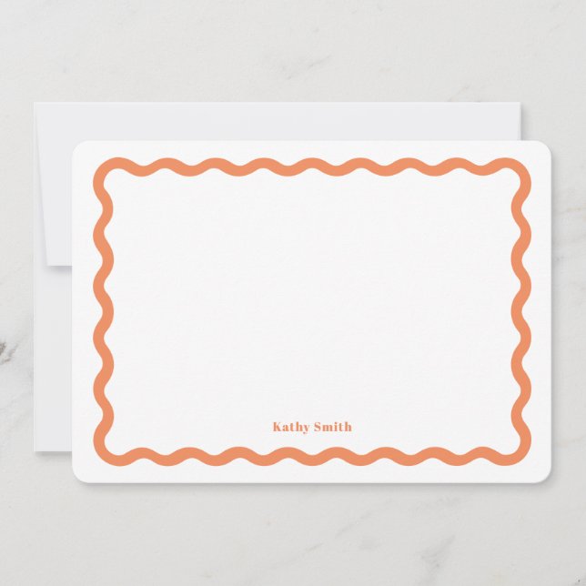 Classic Retro Wavy Apricot Personalized Stationery Note Card (Front)
