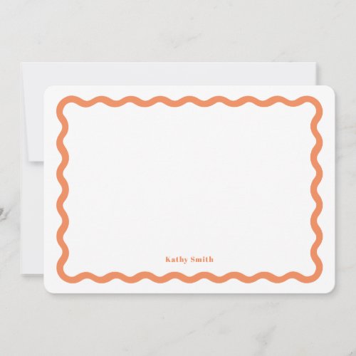 Classic Retro Wavy Apricot Personalized Stationery Note Card
