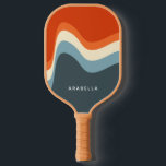 Classic Retro Wavy Lines Pickleball Paddle<br><div class="desc">70s inspired wavy stripes design - customizable with your name.</div>