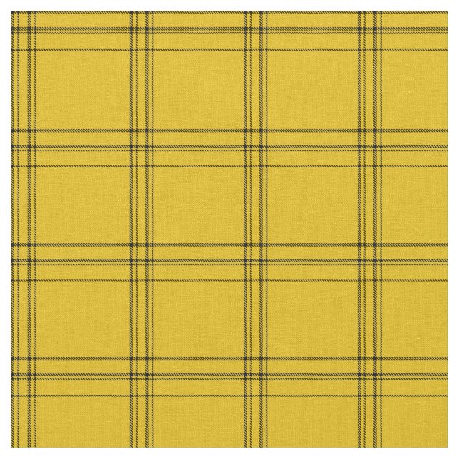 Classic retro yellow and black scottish plaid fabric (Close Up)