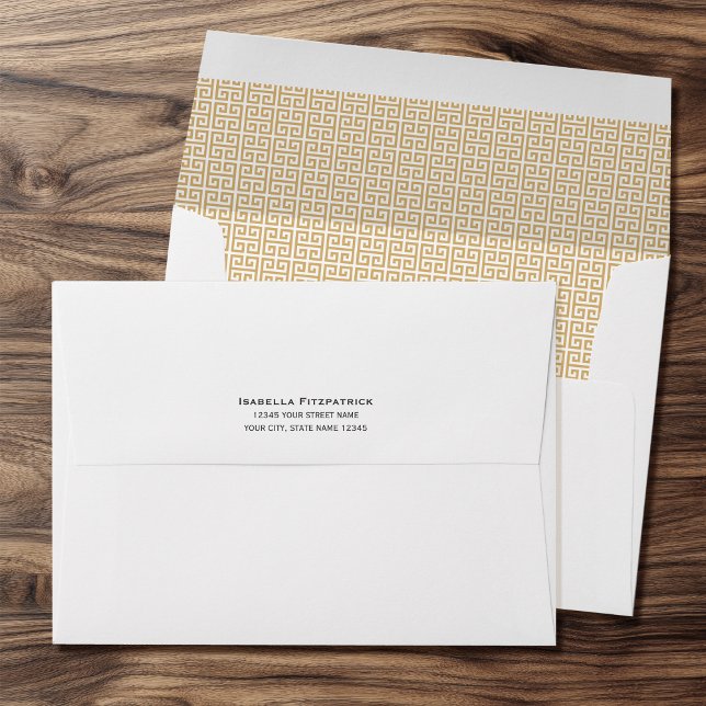Classic Return Address Greek Key Pattern Gold Envelope (Creator Uploaded)
