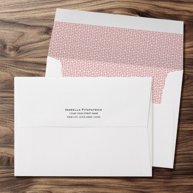 Classic Return Address Greek Key Pattern Pink Envelope (Creator Uploaded)