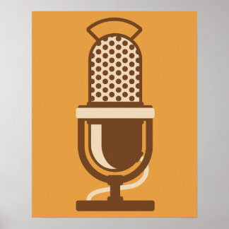 Classic Ribbon Microphone Logo Poster