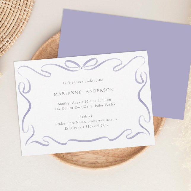Classic Ribbon Purple Bridal Shower Invitation (Creator Uploaded)