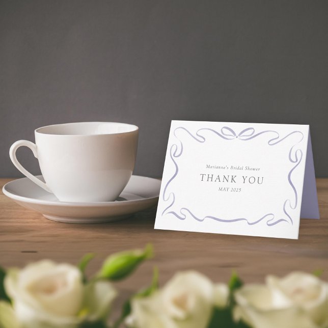 Classic Ribbon Purple Bridal Shower Thank You Card (Creator Uploaded)